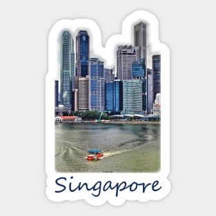 Amphibious Vehicle in front of Singapore Skyline Sticker